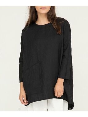 Elizabeth Suzann Harper sz OS Long Sleeve TunicTop 100%‎ Linen black